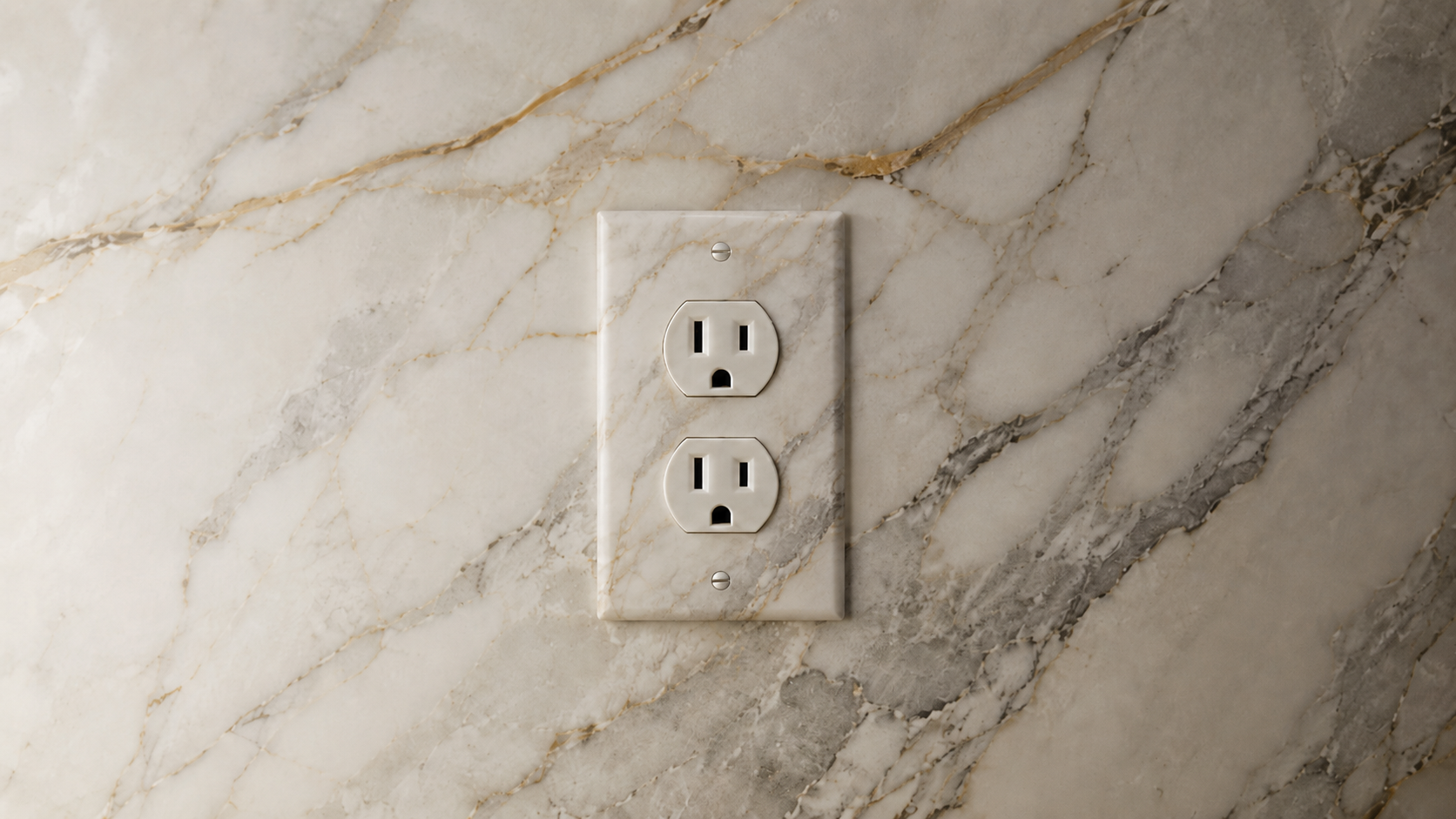 Stonelets stone outlet cover on marble wall